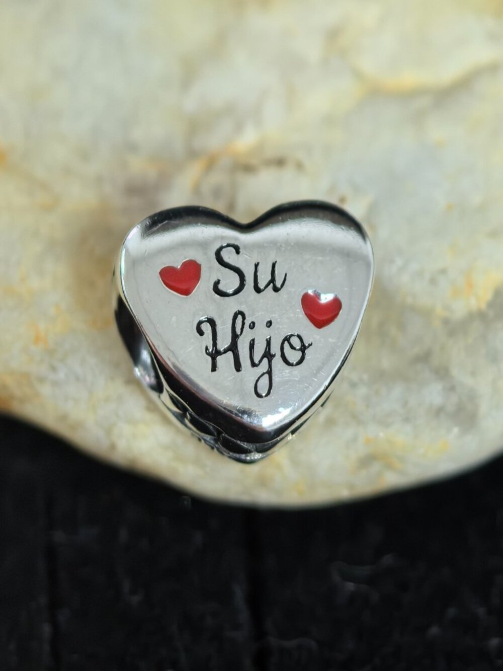 Pandora Su Hija cz Charm His Daughter Heart Bead Charm, S925 Silver (Women's)